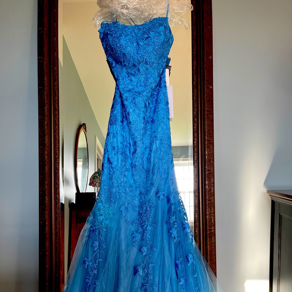 EMBROIDERY LACE LONG PROM DRESS BY NARIANNA